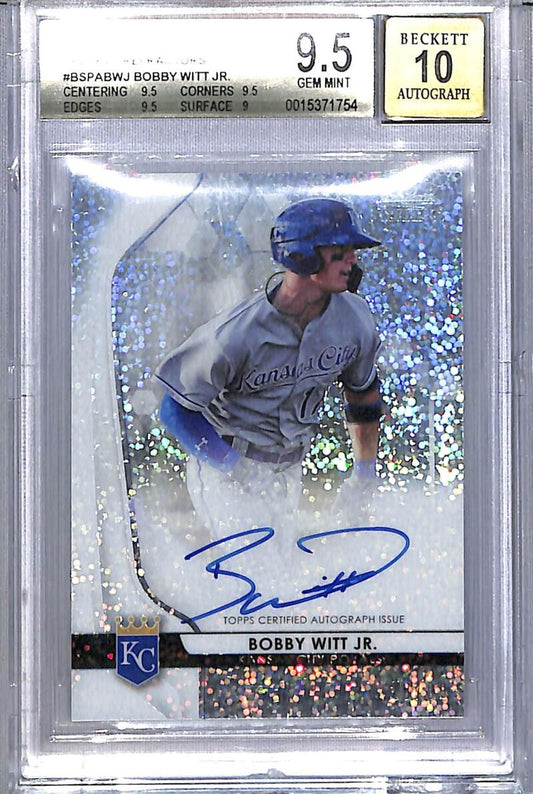 2020 Bowman Sterling Speckle #BSPA-BWJ Bobby Witt Jr. BGS 9.5 Gem Mint Auto 28/99 Kansas City Royals  Image 1