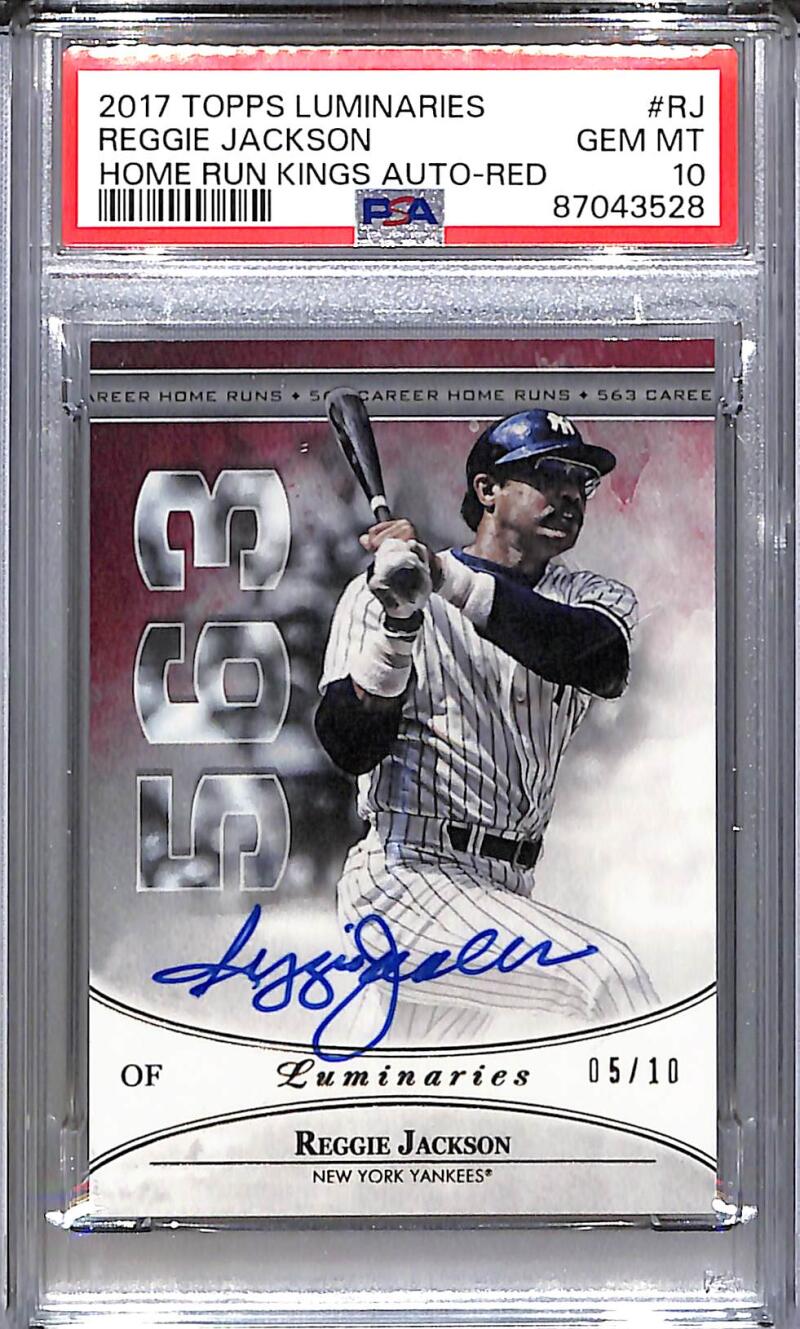 2017 Topps Luminaries Home Run Kings Red #HRK-RJ Reggie Jackson PSA 10 GEM MINT Auto 5/10 New York Yankees  Image 1