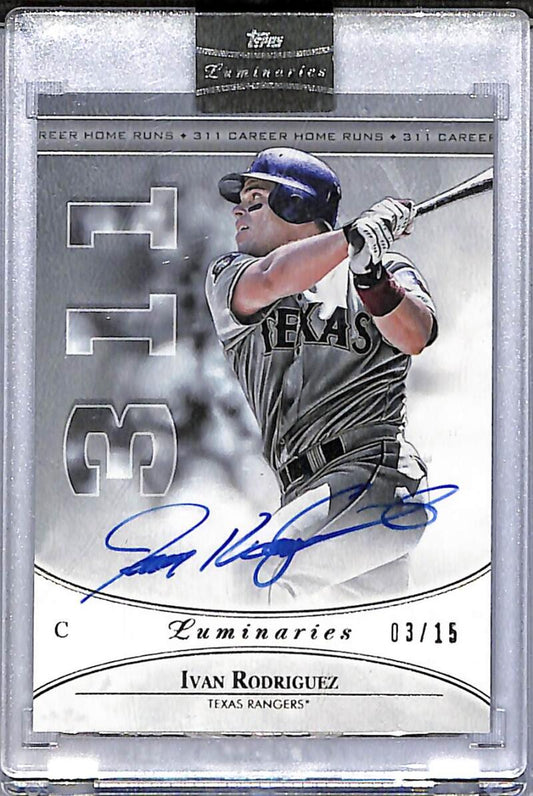 2017 Topps Luminaries Home Run Kings #HRK-IRO Ivan Rodriguez NM-MT Auto 3/15 Texas Rangers  Image 1