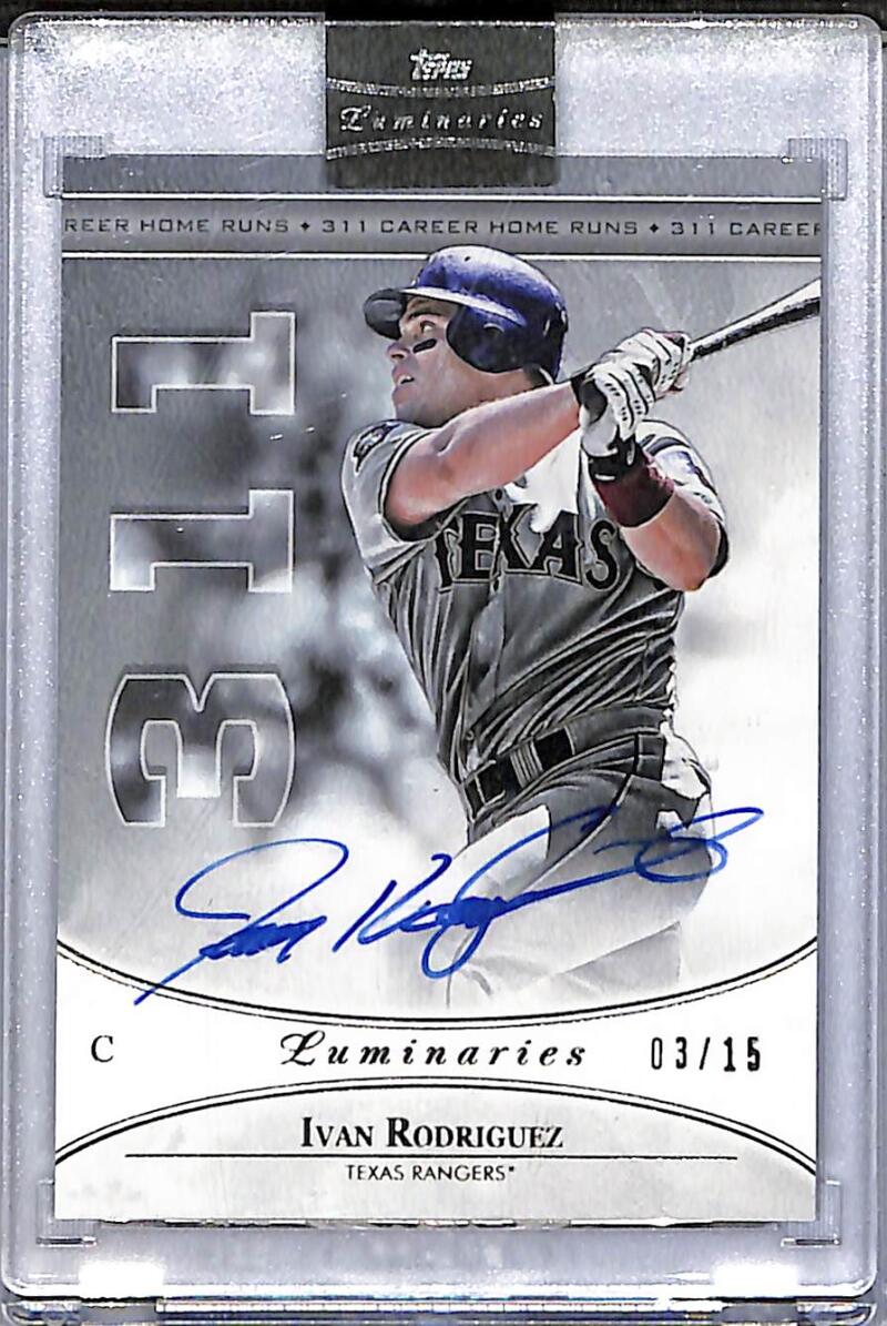 2017 Topps Luminaries Home Run Kings #HRK-IRO Ivan Rodriguez NM-MT Auto 3/15 Texas Rangers  Image 1