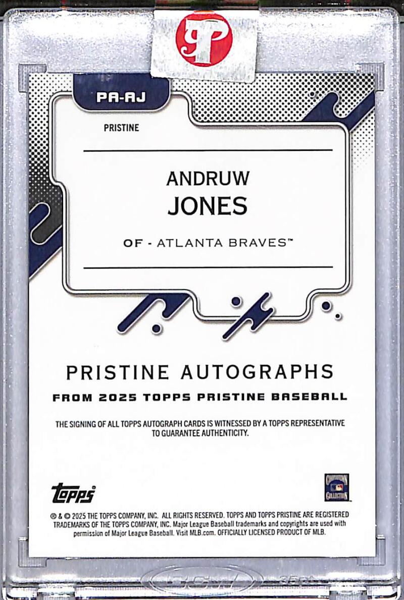 2025 Topps Pristine Orange #PA-AJ Andruw Jones NM-MT Auto 18/25 Atlanta Braves  Image 2