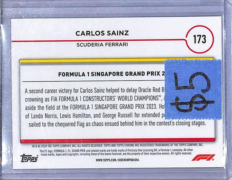 2024 Topps Chrome F1 Negative Ray-Wave #173 Carlos Sainz NM-MT  Image 2
