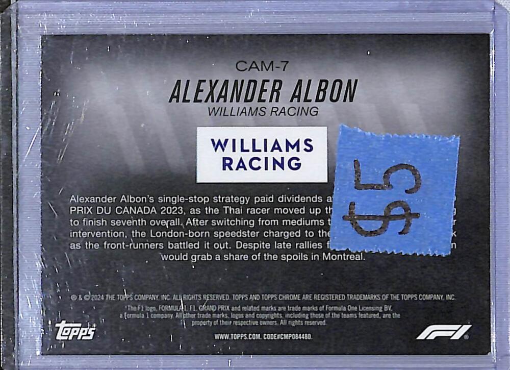 2024 Topps Chrome F1 Camber #CAM-7 Alexander Albon NM-MT  Image 2
