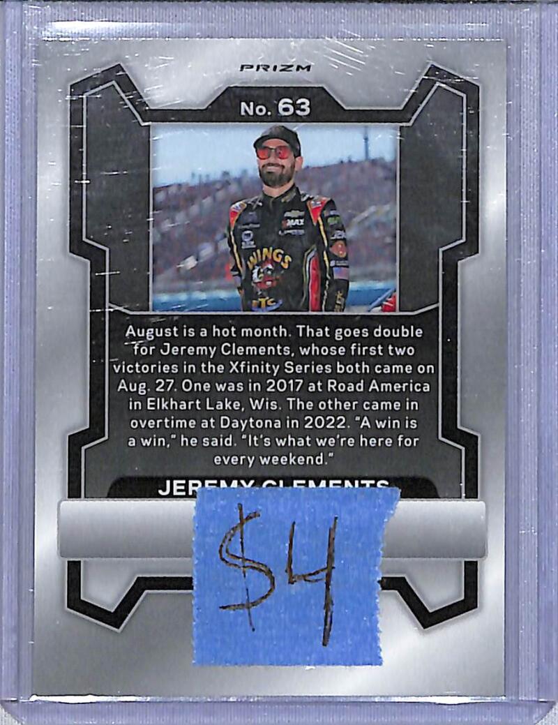 2024 Panini Prizm NASCAR Green #63 Jeremy Clements NM-MT  Image 2