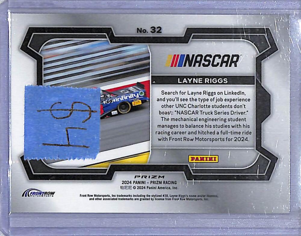 2024 Panini Prizm NASCAR Green #32 Layne Riggs NM-MT RC Rookie  Image 2