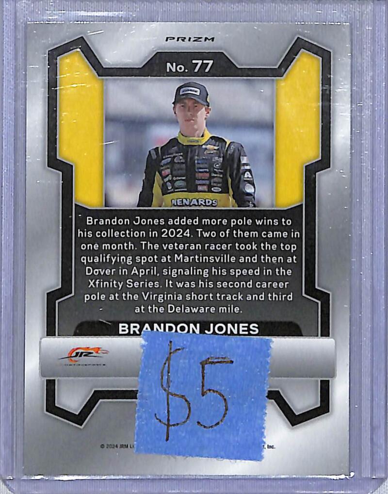 2024 Panini Prizm NASCAR Green #77 Brandon Jones NM-MT  Image 2
