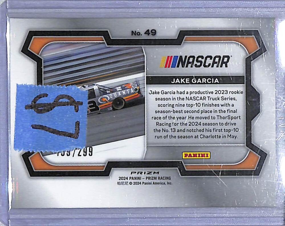 2024 Panini Prizm NASCAR Red #49 Jake Garcia NM-MT RC Rookie 139/299  Image 2