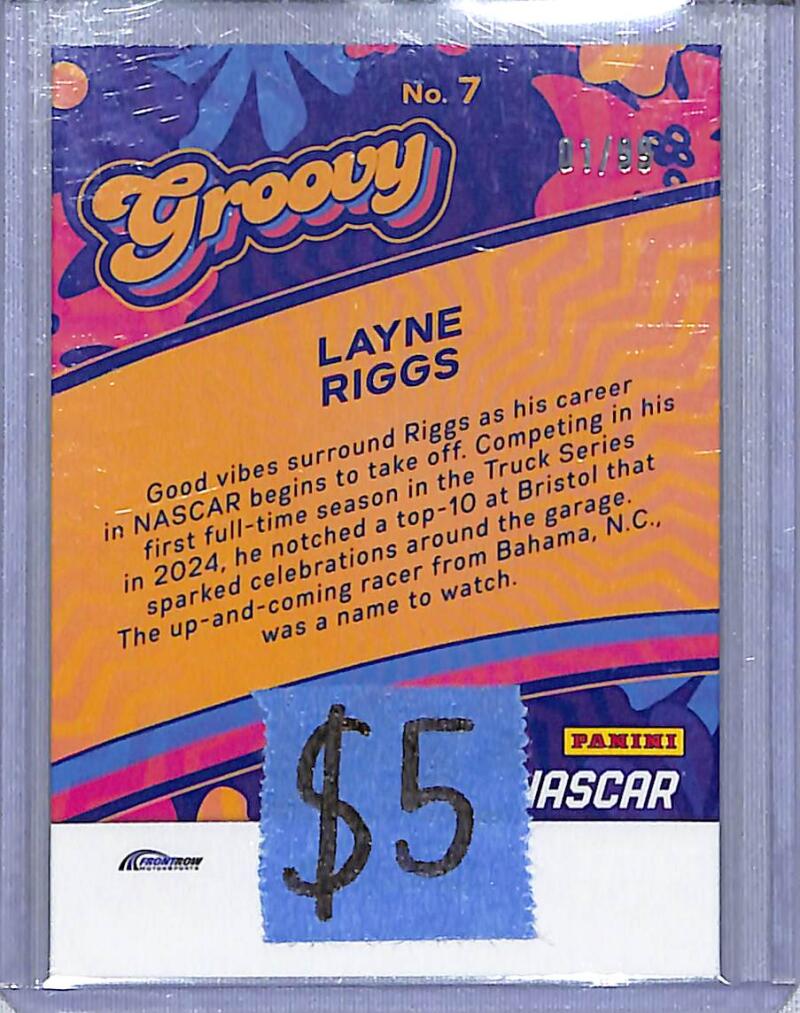 2024 Panini Prizm NASCAR Groovy #7 Layne Riggs NM-MT 1/99  Image 2