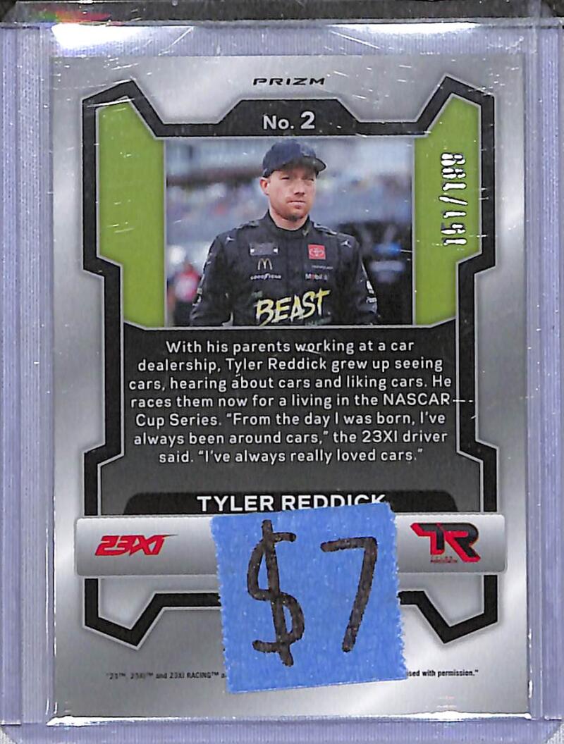 2024 Panini Prizm NASCAR Blue #2 Tyler Reddick NM-MT 151/199  Image 2