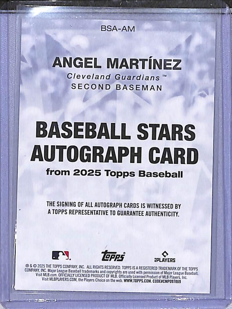 2025 Topps Baseball Stars #BSA-AM Angel Martinez NM-MT RC Rookie Auto Cleveland Guardians  Image 2