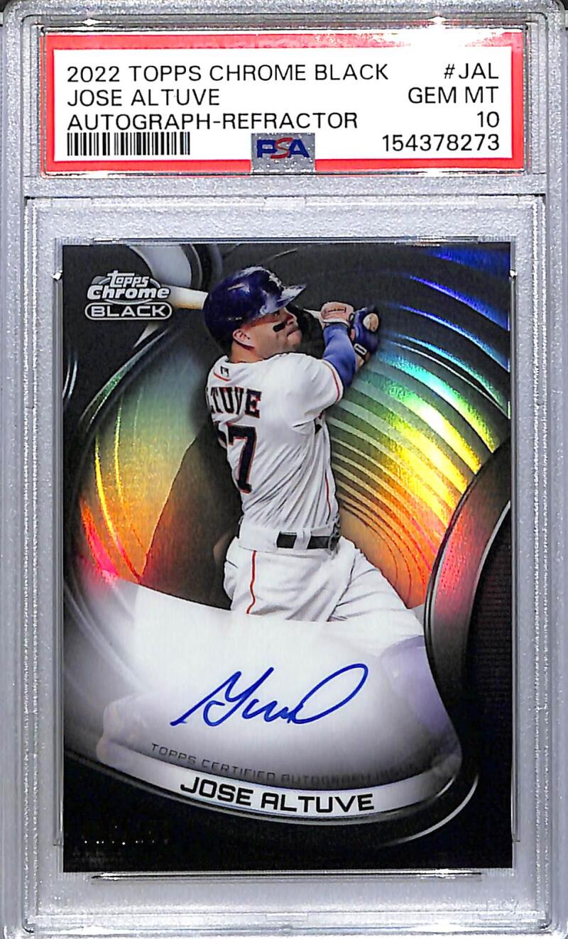 2022 Topps Chrome Black #CBA-JAL Jose Altuve PSA 10 GEM MINT Auto 26/150 Houston Astros  Image 1