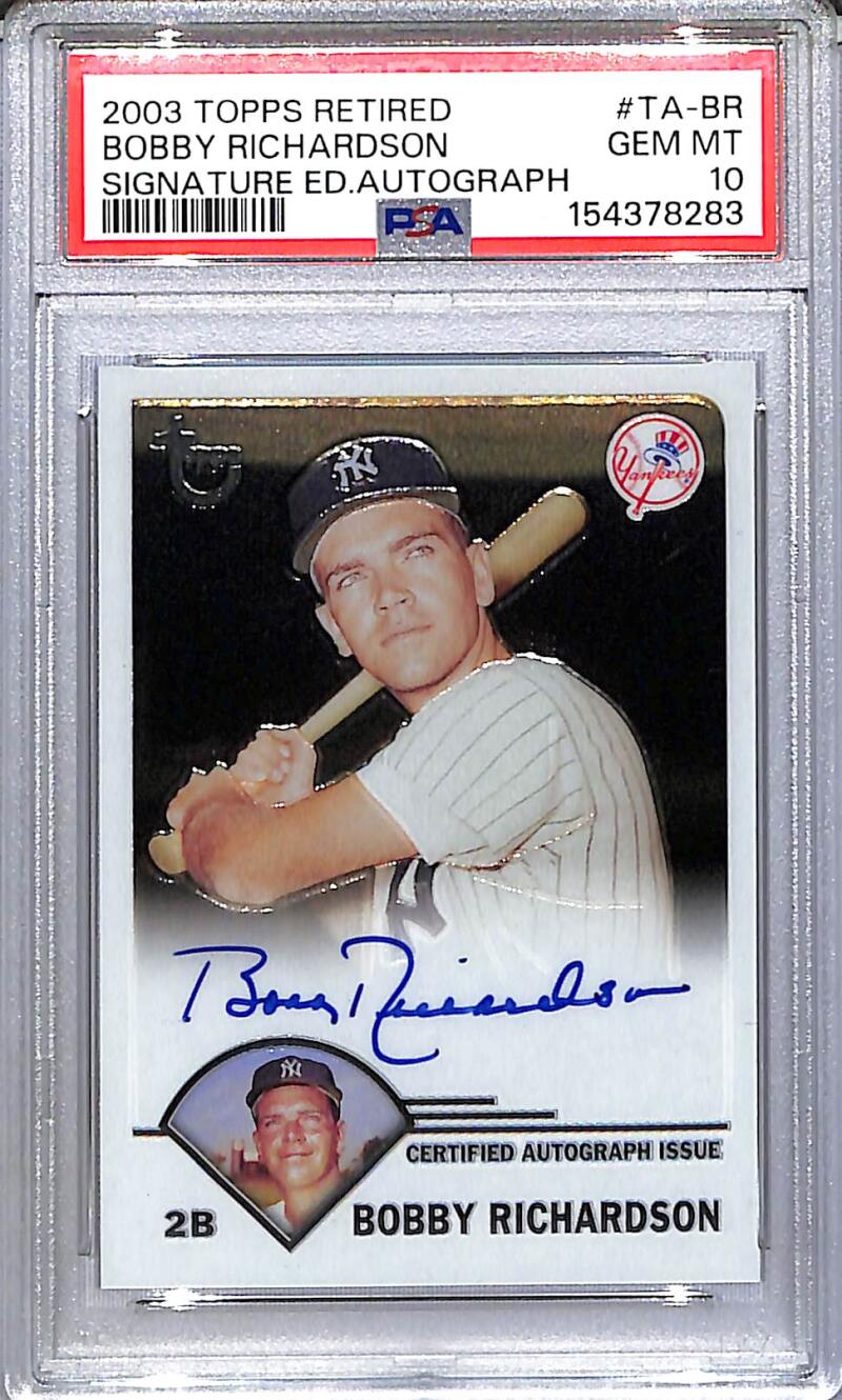 2003 Topps Retired Signature Edition #TA-BR Bobby Richardson PSA 10 GEM MINT Auto New York Yankees  Image 1