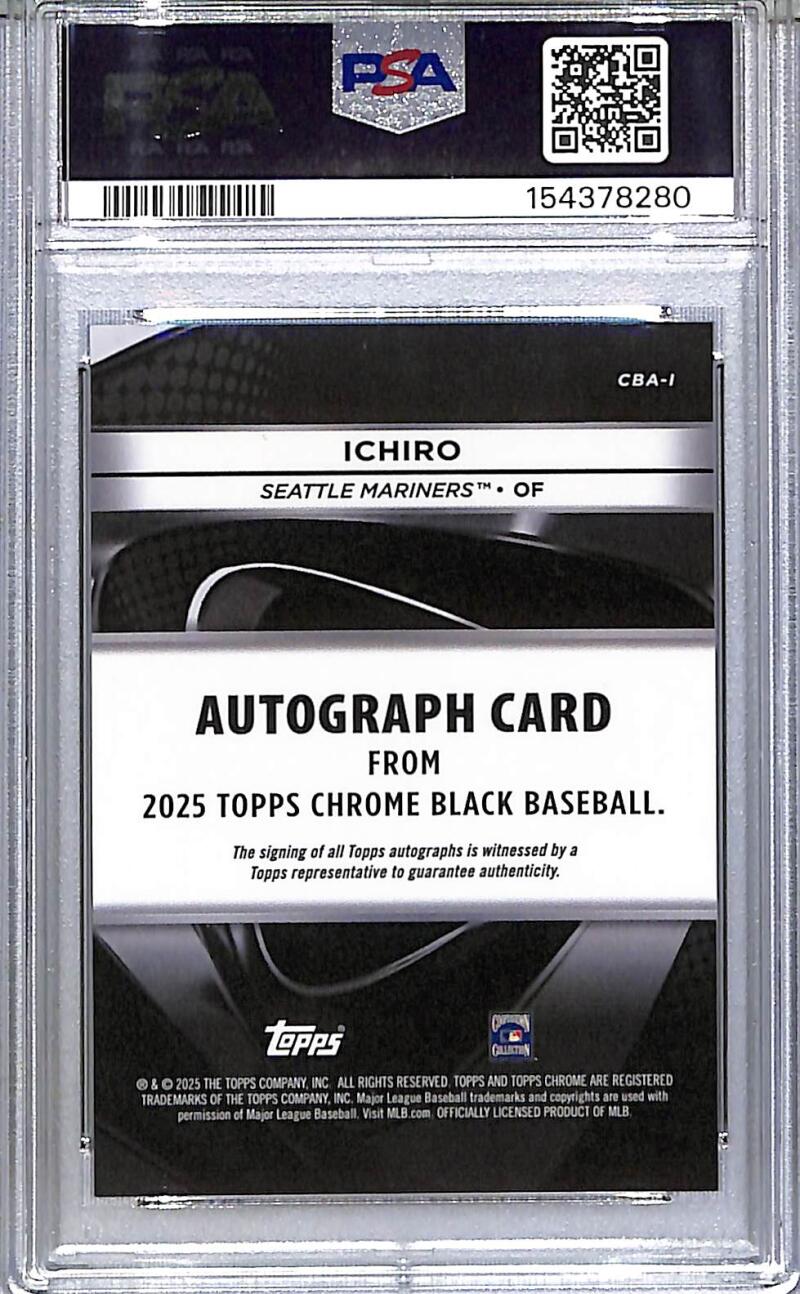 2025 Topps Chrome Black #CBA-I Ichiro PSA 9 MINT Auto Seattle Mariners  Image 2