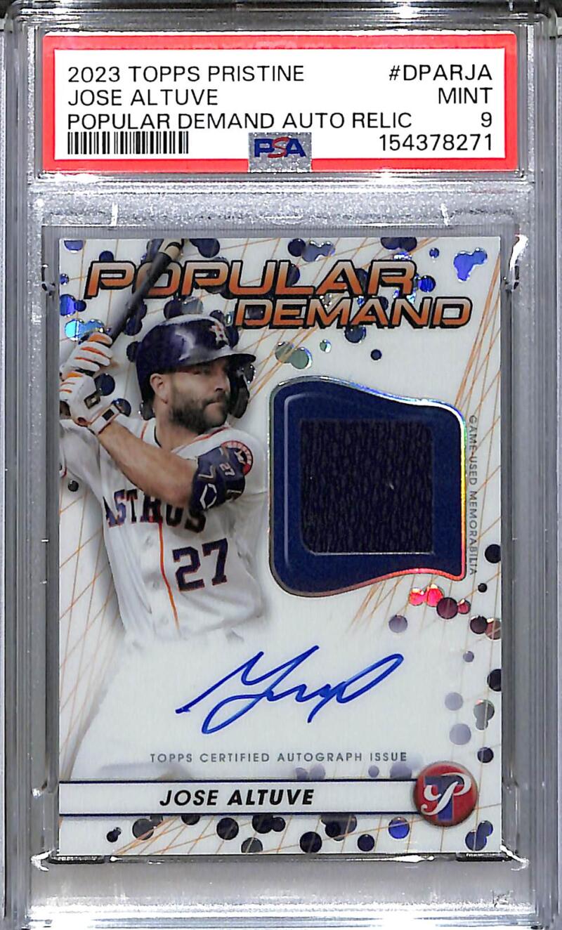 2023 Topps Pristine Popular Demand #DPAR-JA Jose Altuve PSA 9 MINT MEM Auto Houston Astros  Image 1