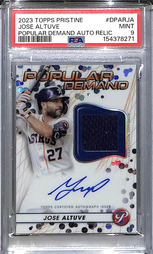 2023 Topps Pristine Popular Demand #DPAR-JA Jose Altuve PSA 9 MINT MEM Auto Houston Astros  Image 1