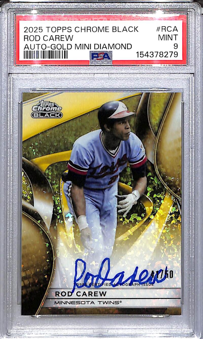 2025 Topps Chrome Black Gold Mini Diamond #CBA-RCA Rod Carew PSA 9 MINT Auto 41/50 Minnesota Twins  Image 1