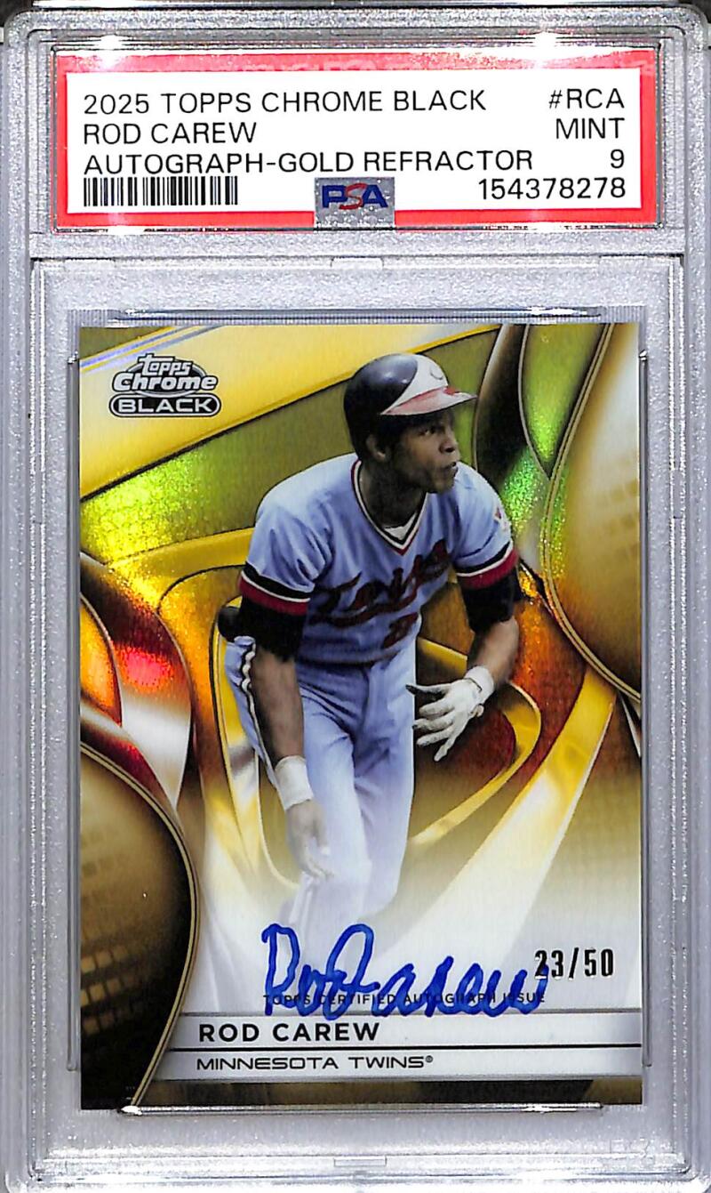 2025 Topps Chrome Black Gold Mini Diamond #CBA-RCA Rod Carew PSA 9 MINT Auto 23/50 Minnesota Twins  Image 1