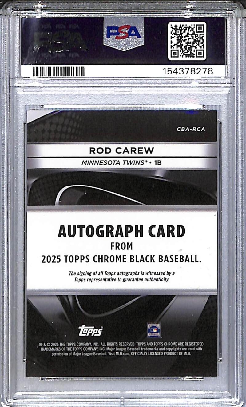 2025 Topps Chrome Black Gold Mini Diamond #CBA-RCA Rod Carew PSA 9 MINT Auto 23/50 Minnesota Twins  Image 2