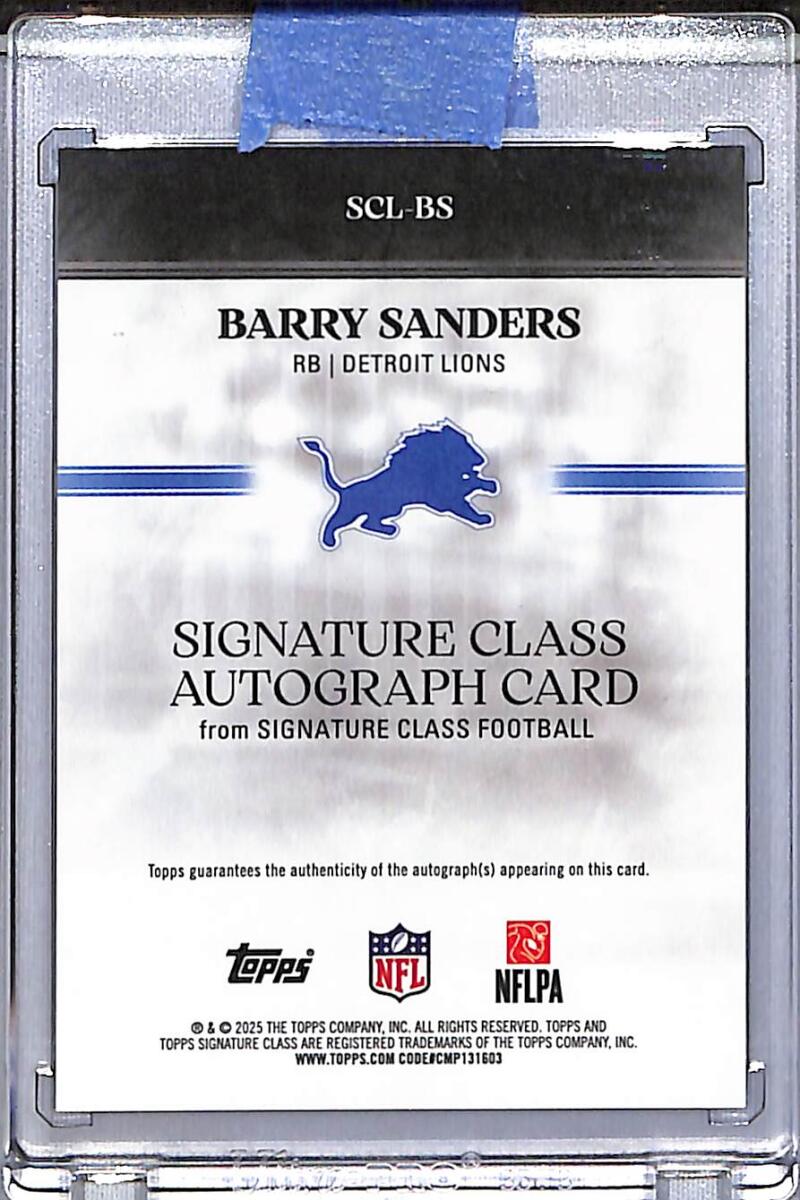 2025 Topps Signature Class Orange #SCL-BS Barry Sanders NM-MT Auto 39/50 Detroit Lions  Image 2