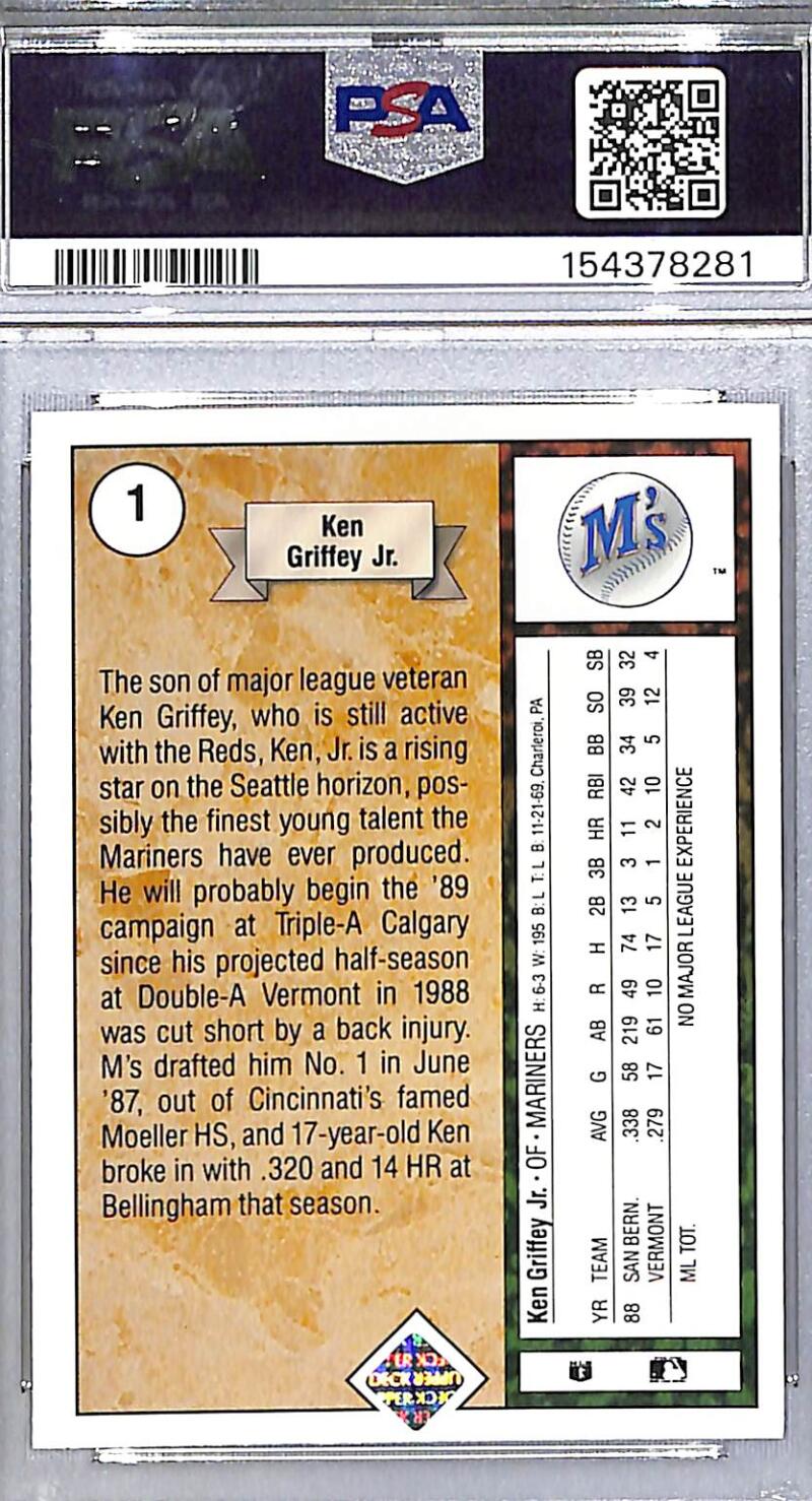 1989 Upper Deck Star Rookie #1 Ken Griffey Jr. PSA 8 NM-MT Seattle Mariners  Image 2
