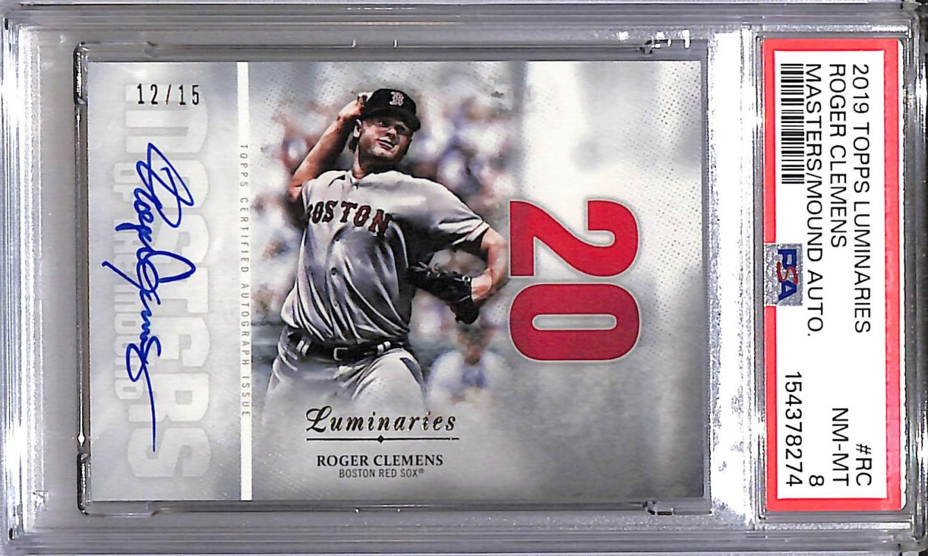 2019 Topps Luminaries Masters of the Mound #MOM-RC Roger Clemens PSA 8 NM-MT Auto 12/15 Boston Red Sox  Image 1