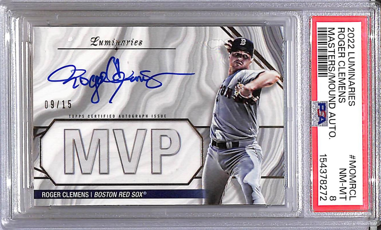 2022 Topps Luminaries Masters of the Mound #MOM-RCL Roger Clemens PSA 8 NM-MT Auto 9/15 Boston Red Sox  Image 1