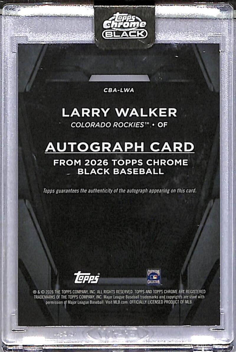 2026 Topps Chrome Black Orange #CBA-LWA Larry Walker NM-MT Auto 9/25 Colorado Rockies  Image 2