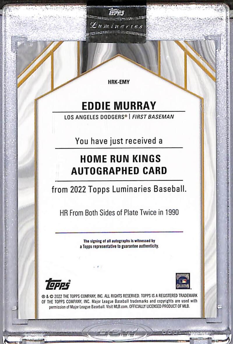 2022 Topps Luminaries Home Run Kings #HRK-EMY Eddie Murray NM-MT Auto 1/1 Los Angeles Dodgers  Image 2