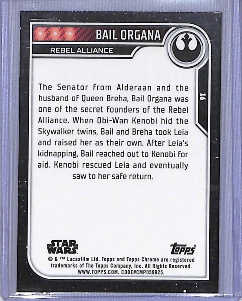 2023 Topps Chrome Star Wars #16 Jimmy Smits as Bail Organa NM-MT NonSport Card Image 2