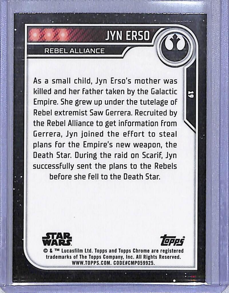 2023 Topps Chrome Star Wars #19 Felicity Jones as Jyn Erso NM-MT NonSport Card Image 2