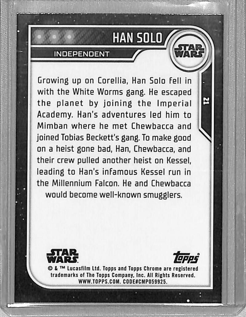 2023 Topps Chrome Star Wars #21 Alden Ehrenreich as Han Solo NM-MT NonSport Card Image 2