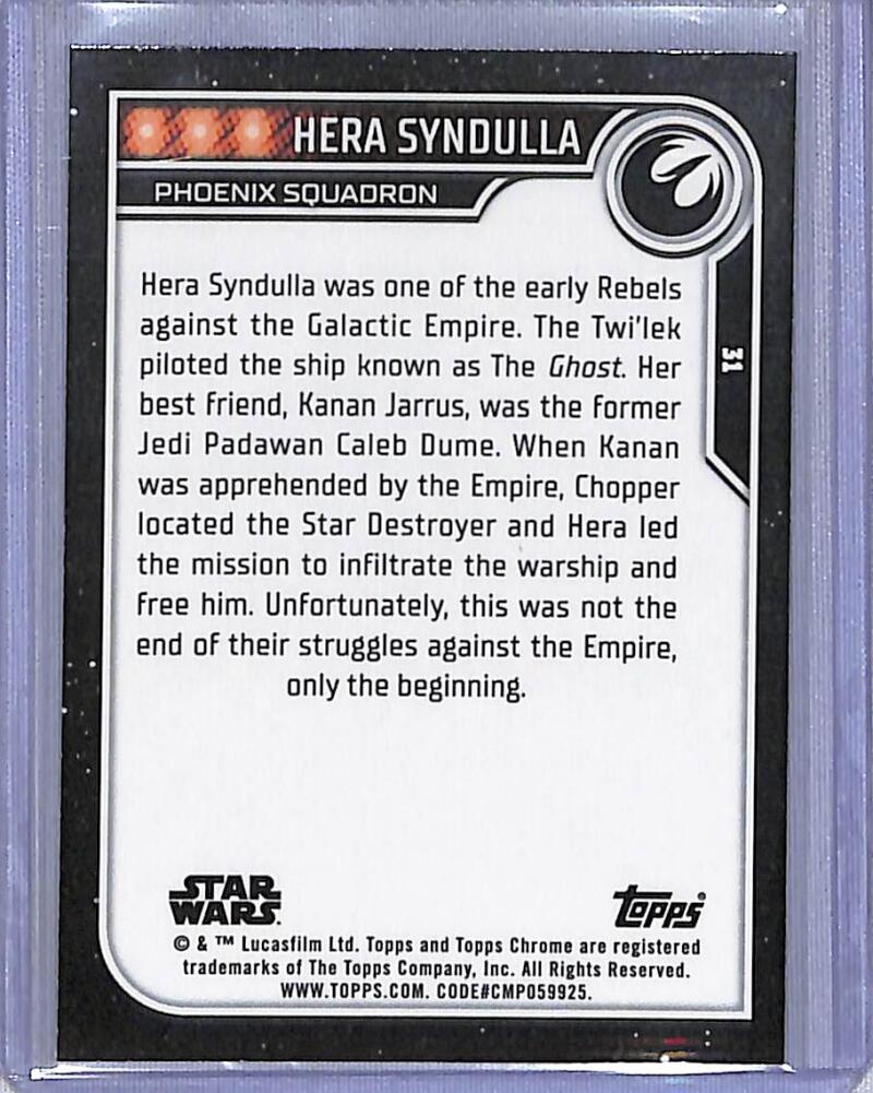 2023 Topps Chrome Star Wars #31 Vanessa Marshall as Hera Syndulla NM-MT NonSport Card Image 2