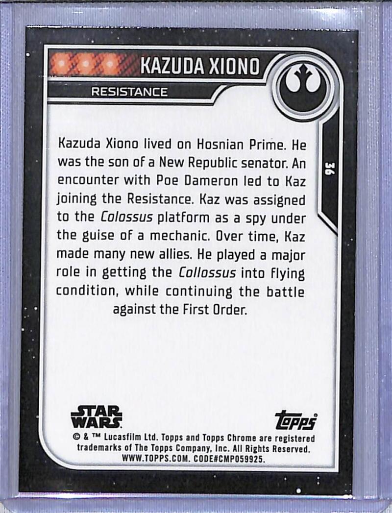 2023 Topps Chrome Star Wars #36 Christopher Sean as Kazuda Xiono NM-MT NonSport Card Image 2