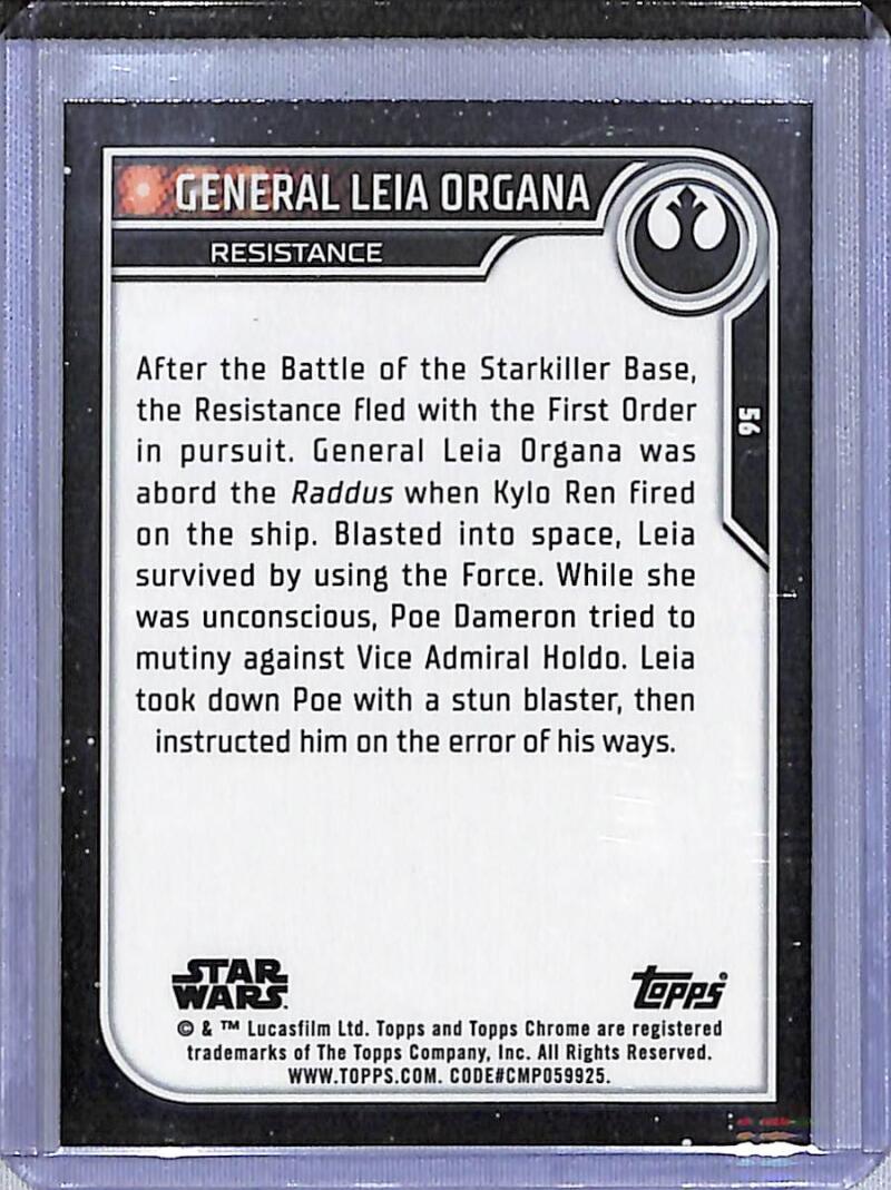 2023 Topps Chrome Star Wars #56 Carrie Fisher as General Leia Organa NM-MT NonSport Card Image 2