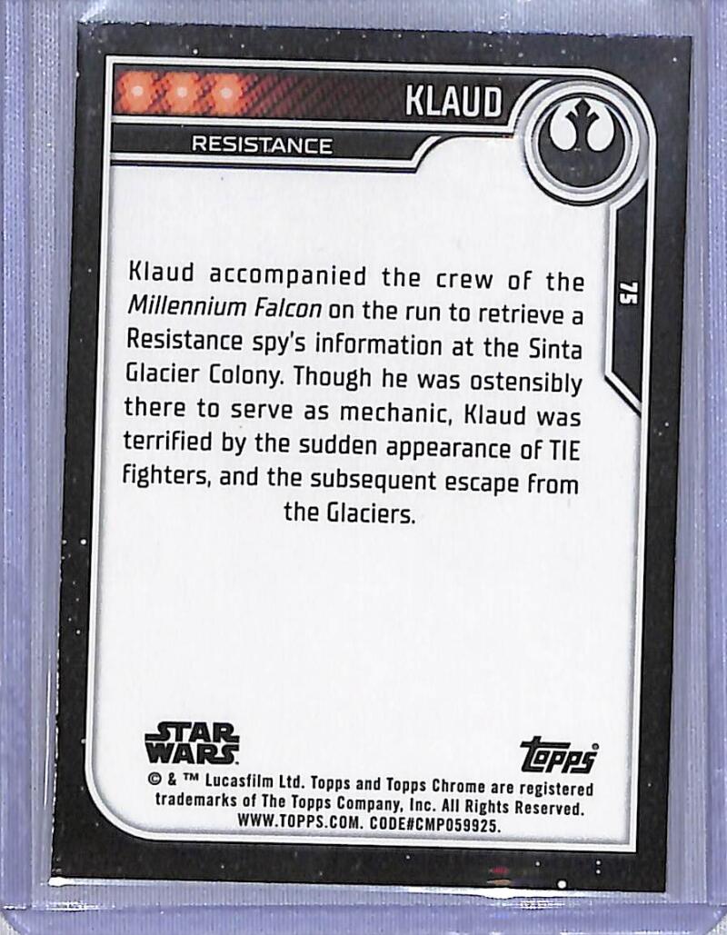 2023 Topps Chrome Star Wars #75 Nick Kellington as Klaud NM-MT NonSport Card Image 2