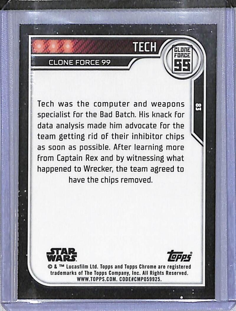 2023 Topps Chrome Star Wars #83 Dee Bradley Baker as Tech NM-MT NonSport Card Image 2