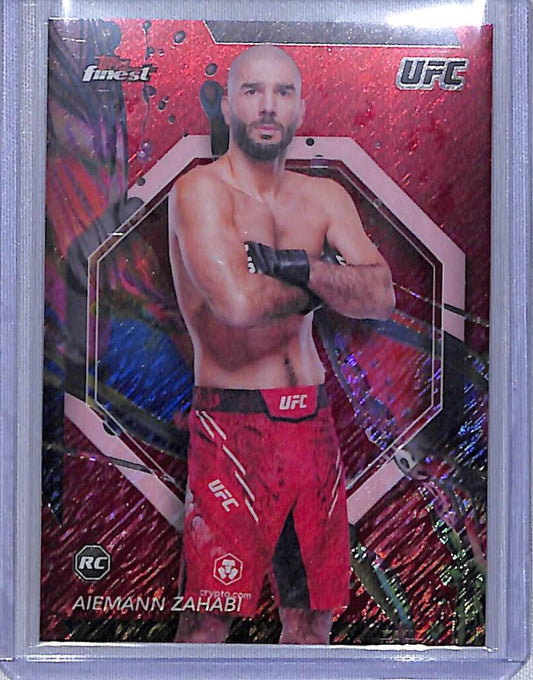 2024 Topps Finest UFC Refractor Red Shimmer #77 Aiemann Zahabi NM-MT RC Rookie Bantamweight Men MMA Card Image 1