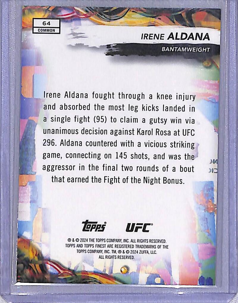 2024 Topps Finest UFC Refractor Red Shimmer #64 Irene Aldana NM-MT Bantamweight Women MMA Card Image 2