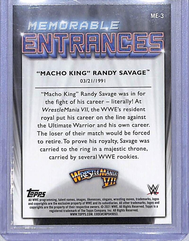 2021 Topps WWE Memorable Entrances #ME-3 "Macho King" Randy Savage NM-MT  Image 2