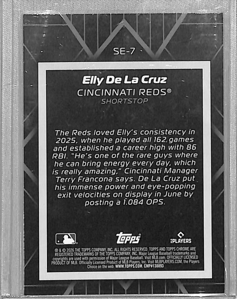 2026 Topps Chrome Shadow Etch #SE-7 Elly De La Cruz NM-MT Cincinnati Reds  Image 2