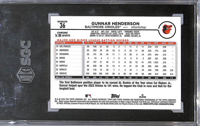 2024 Topps Chrome #36 Gunnar Henderson NM-MT RC Rookie Baltimore Orioles  Image 2