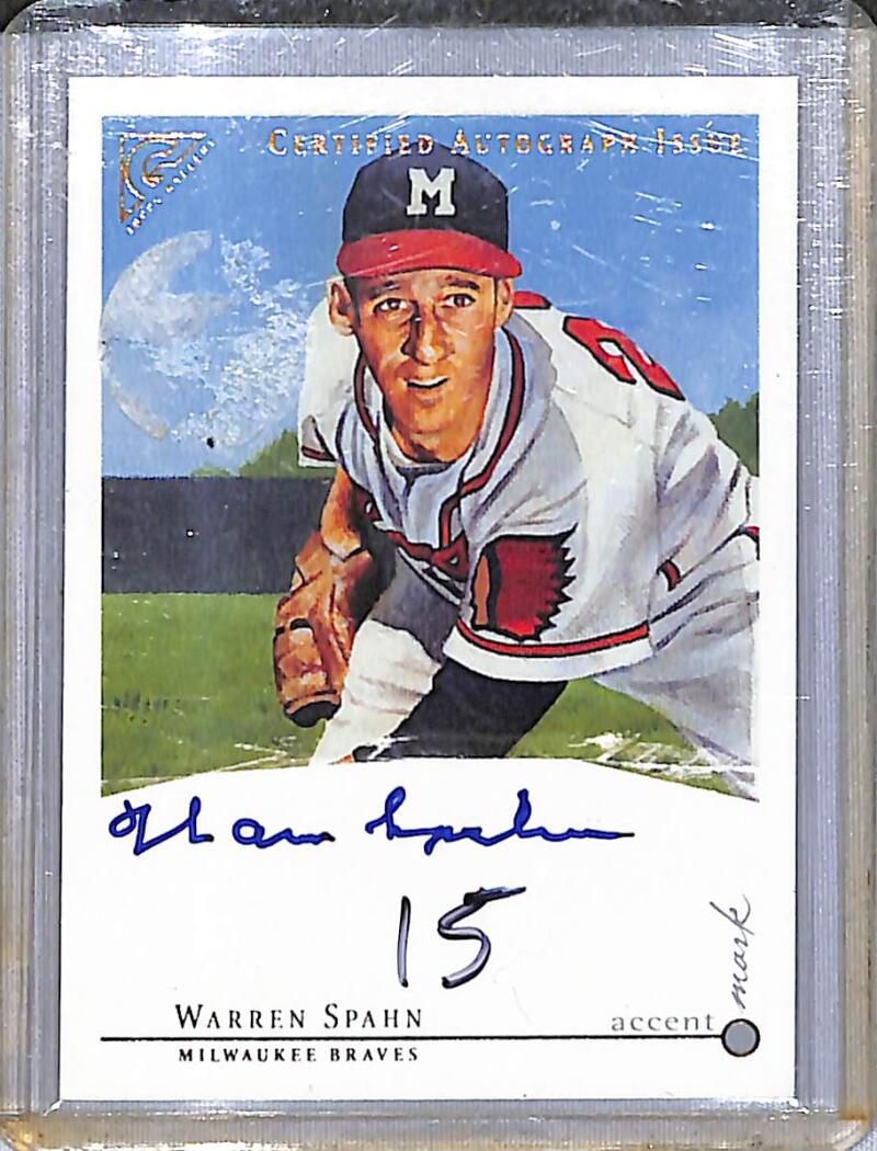 2003 Topps Gallery Hall Of Fame #AMA-WS Warren Spahn NM-MT Auto Milwaukee Braves  Image 1