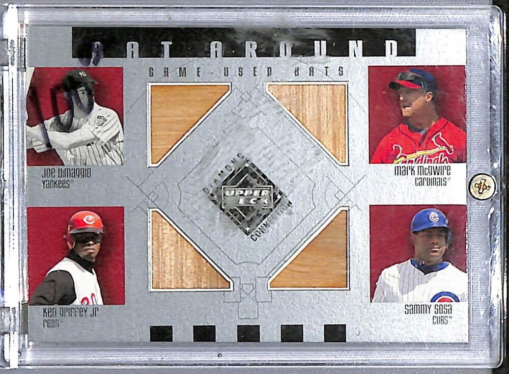 2002 Upper Deck Diamond Collection Bat Around #BA-MMGS Joe DiMaggio / Ken Griffey Jr. / Mark McGwire / Sammy Sosa NM-MT MEM  Image 1