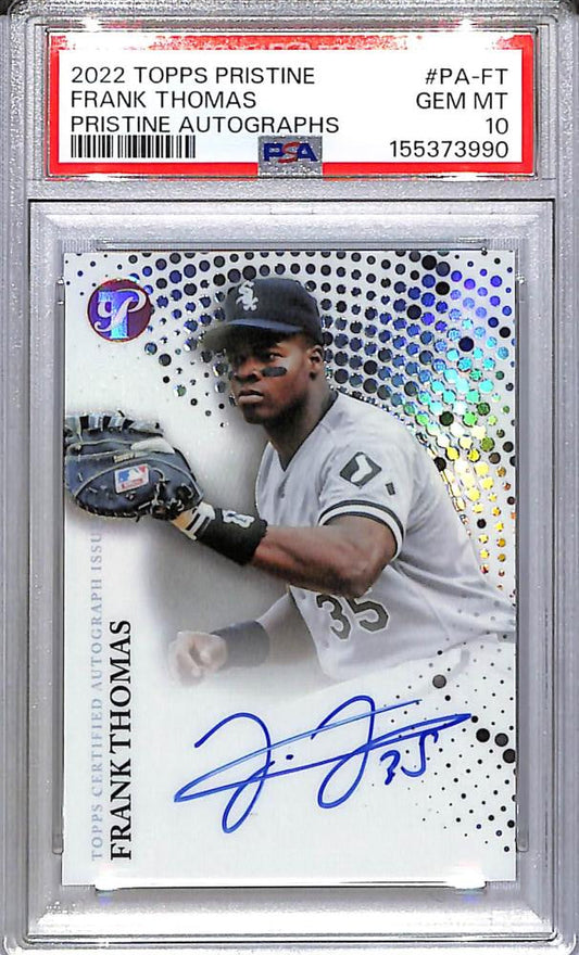 2022 Topps Pristine #PA-FT Frank Thomas PSA 10 GEM MINT Auto Chicago White Sox  Image 1
