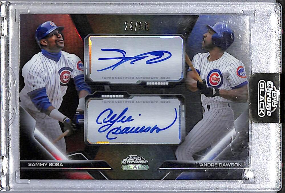 2026 Topps Chrome Black Pitch Black Pairings #PDPA-SD Sammy Sosa / Andre Dawson NM-MT Auto 24/30 Chicago Cubs  Image 1