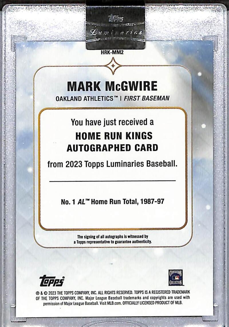 2023 Topps Luminaries Home Run Kings #HRK-MM2 Mark McGwire NM-MT Auto 5/15 Oakland Athletics  Image 2