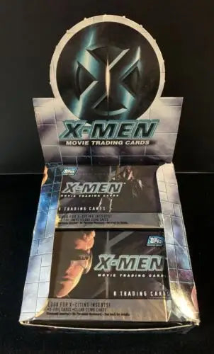 Sealed pack of 2000 Topps X-Men movie trading cards featuring Marvel Comics characters