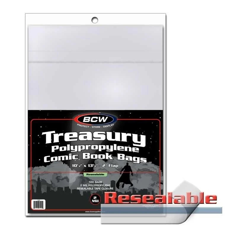 BCW Treasury Comic Book Magazine Reseable Bags - 100 Ct