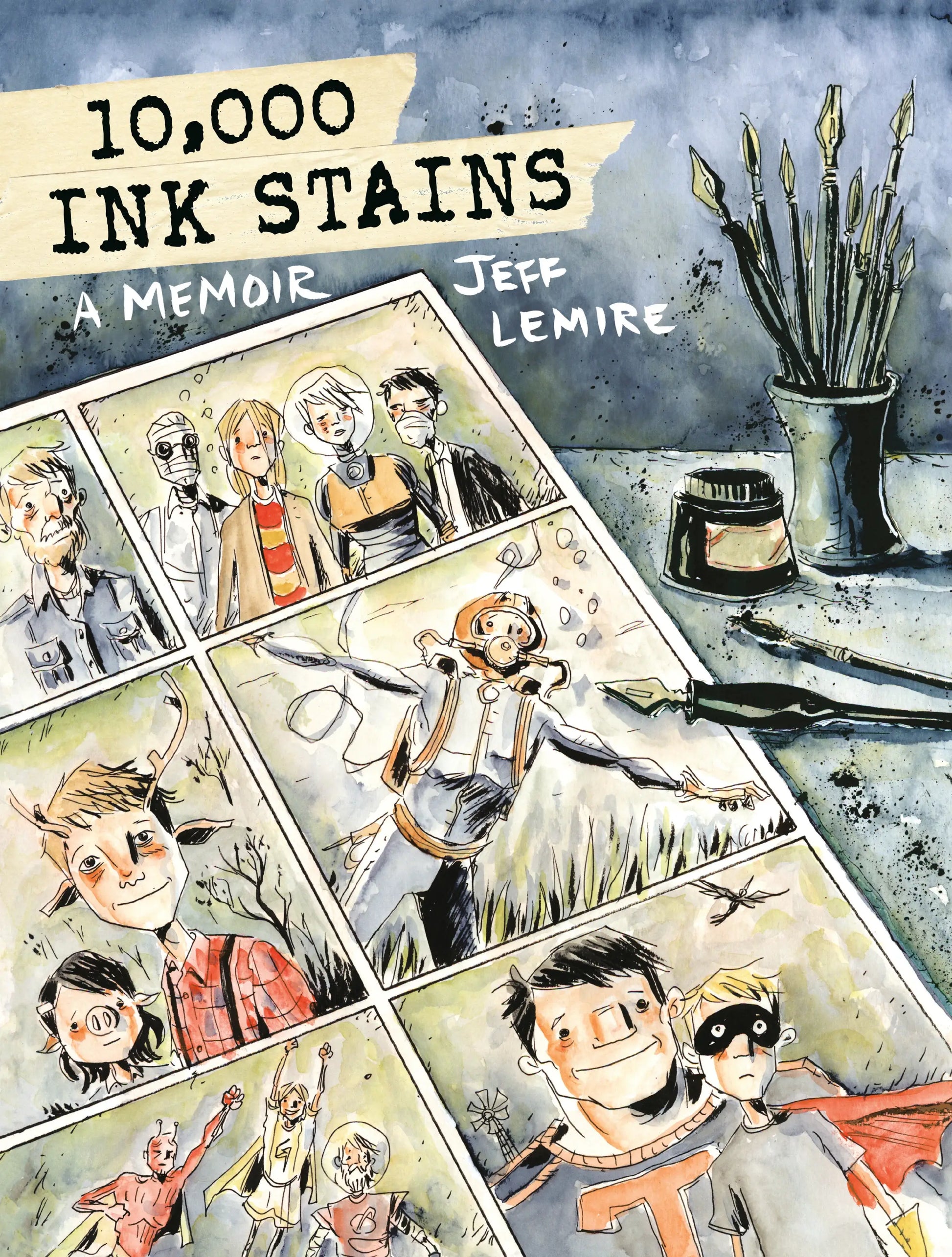 Comic book cover for 10,000 Ink Stains A Memoir by Jeff Lemire showcasing modern comics