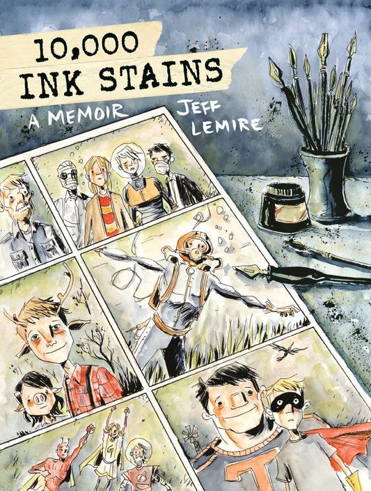 Comic book cover for 10,000 Ink Stains A Memoir by Jeff Lemire showcasing modern comics